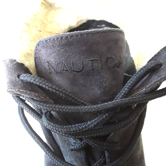 NAUTICA BLUE SUEDE WEDGE LACE-UP ANKLE BOOT SZ 7.5 - Picture 7 of 8